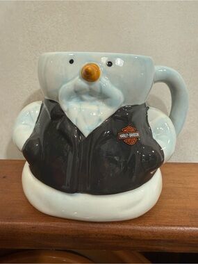 Harley-Davidson Snowman Mug in White, Black and Orange